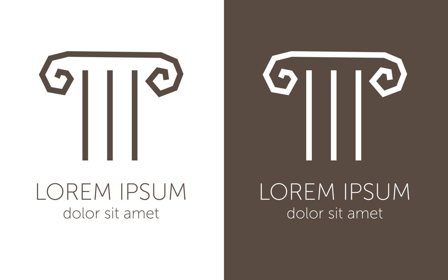 Greek column sign ancient capital emblem vector illustration