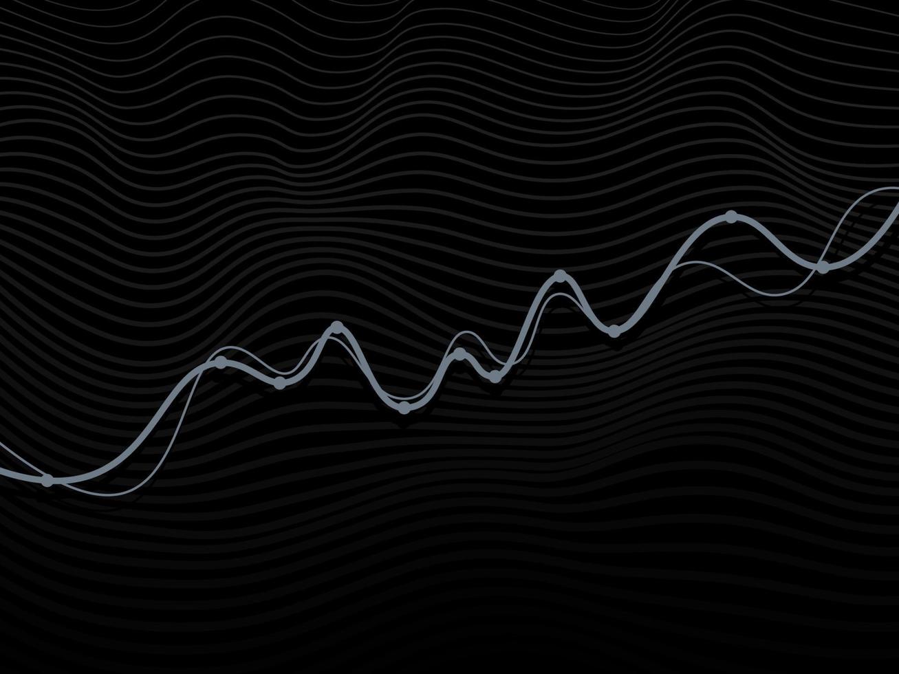 financial growth chart on black wavy background. Business Background vector