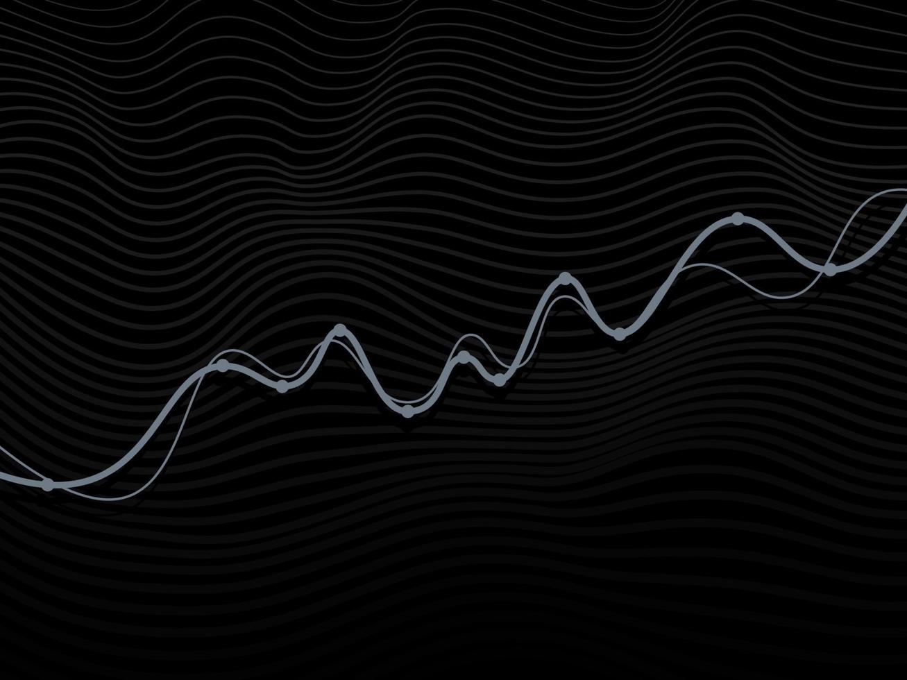 gráfico de crecimiento financiero sobre fondo negro ondulado. conocimiento de los negocios vector