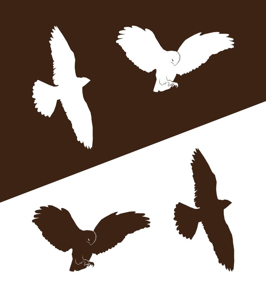 Figures of flying birds of prey vector