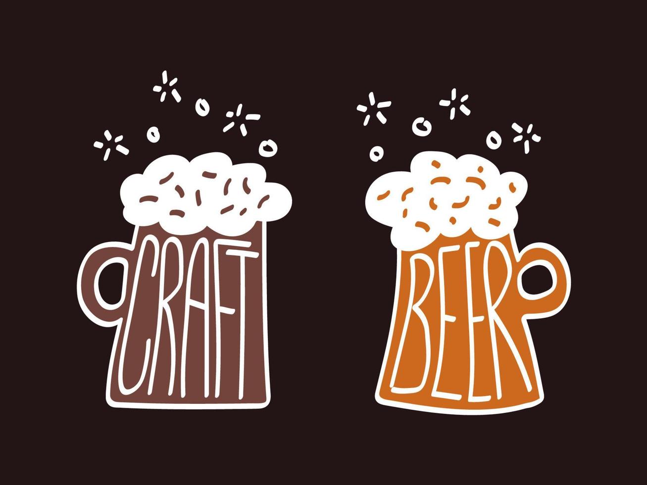 Craft beer mug with foam. Sketch vector illustration