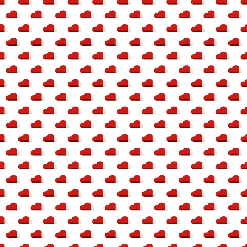 Isometric red hearts love signs seamless vector pattern