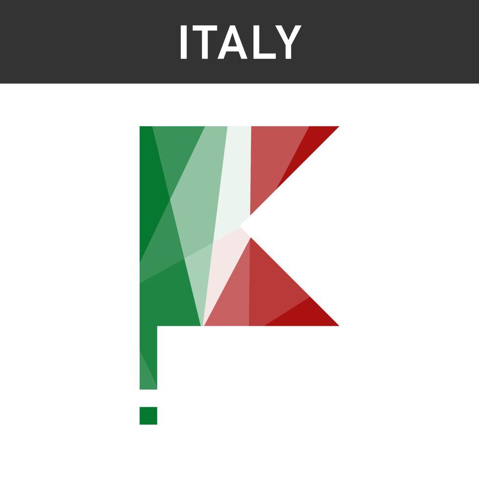 Low poly triangular Italy flag polygonal color effect. Vector isolated