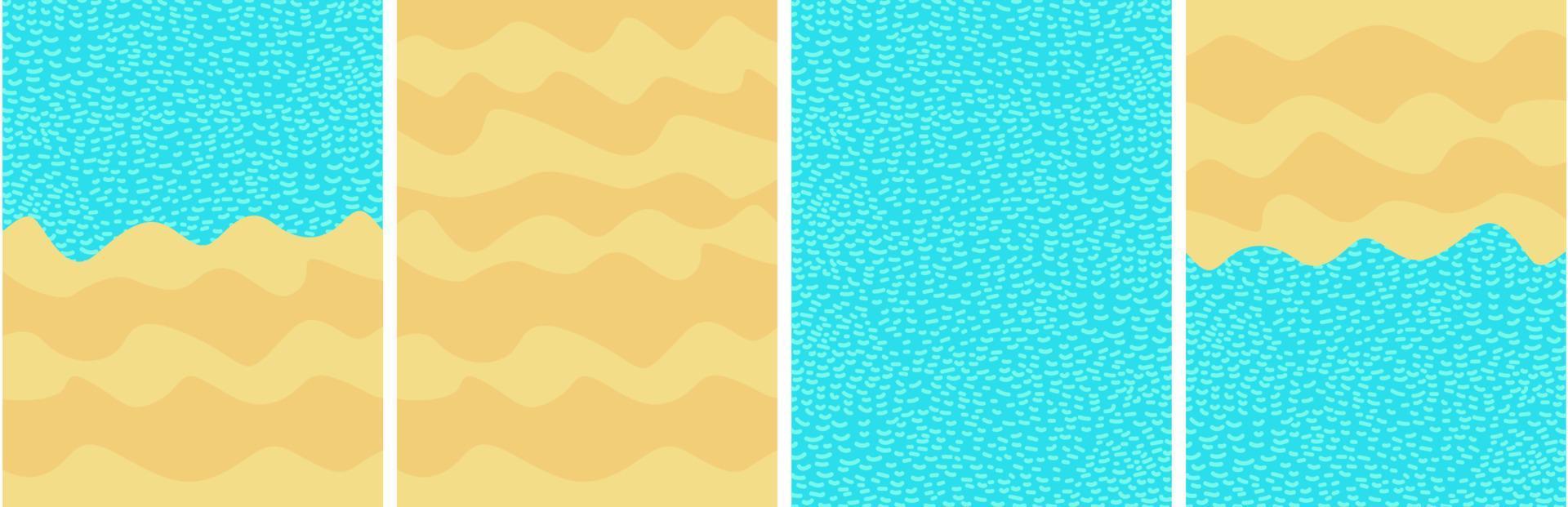 wavy beach sand and blue sea. summer background for posters. set. Wallpaper vector