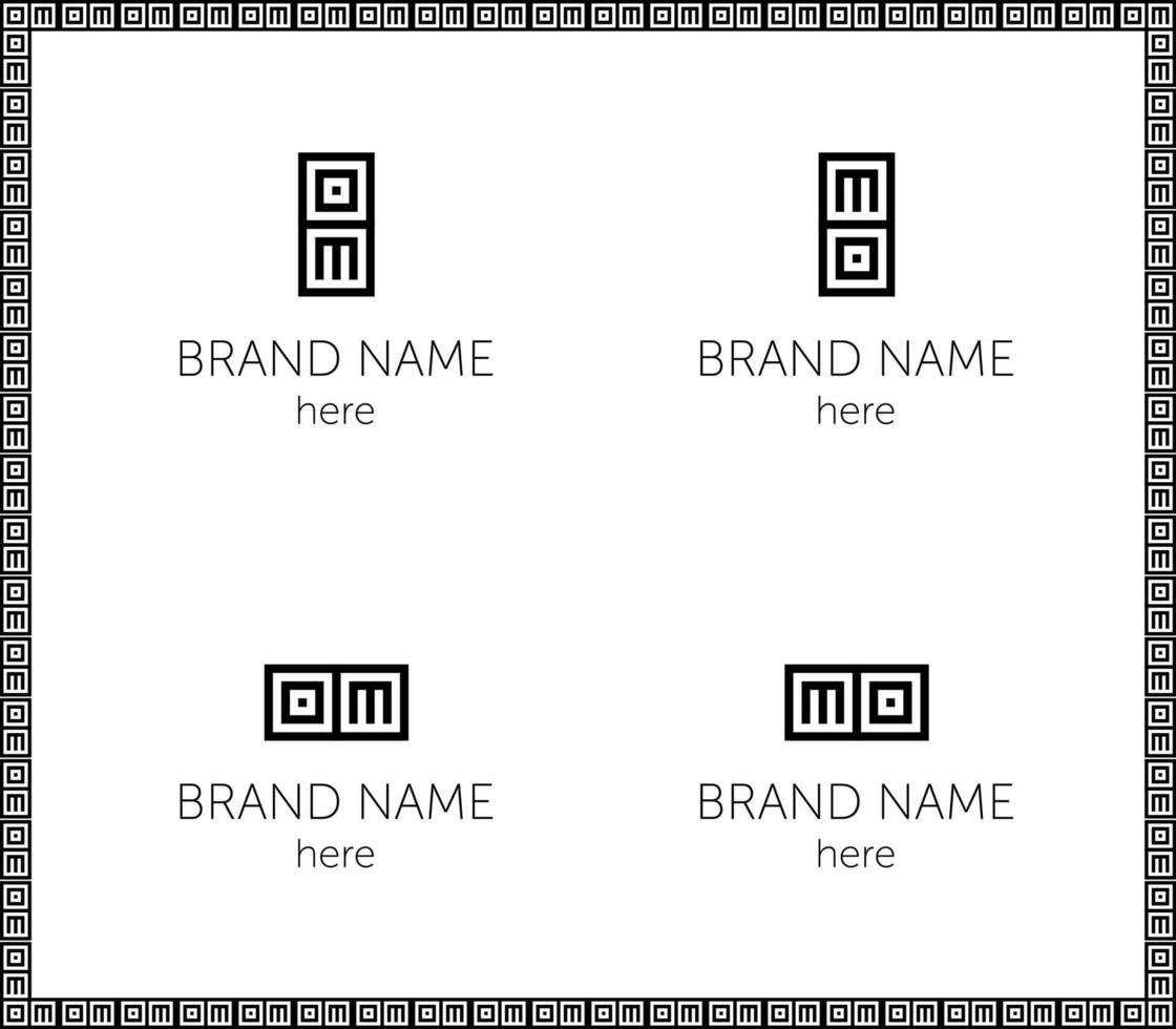 combination of letters OM, MO in antique style for logo vector