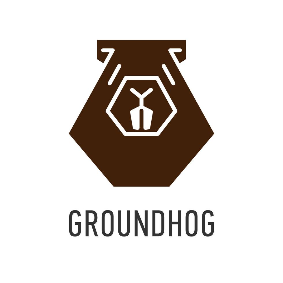 head of Groundhog in hexagon vector