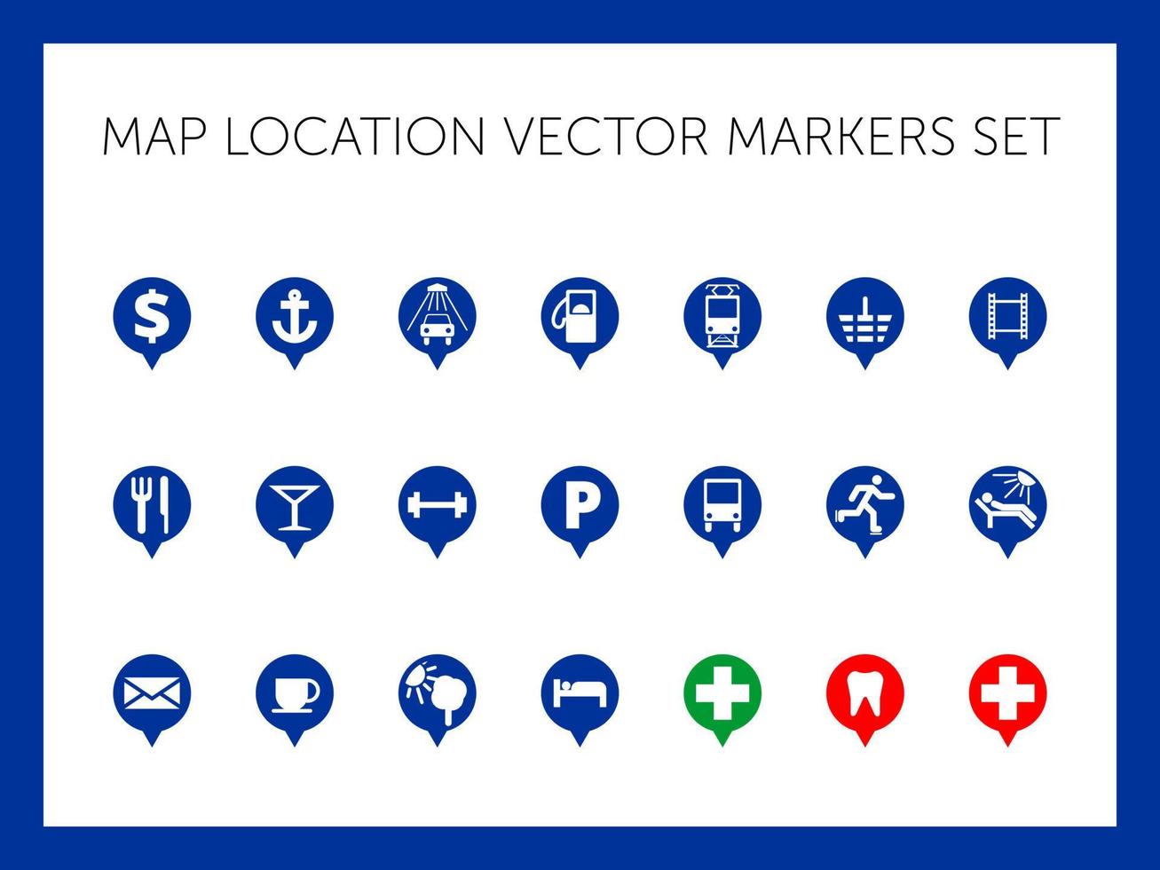 conjunto de iconos de mapa de transporte de ubicación de navegación vector