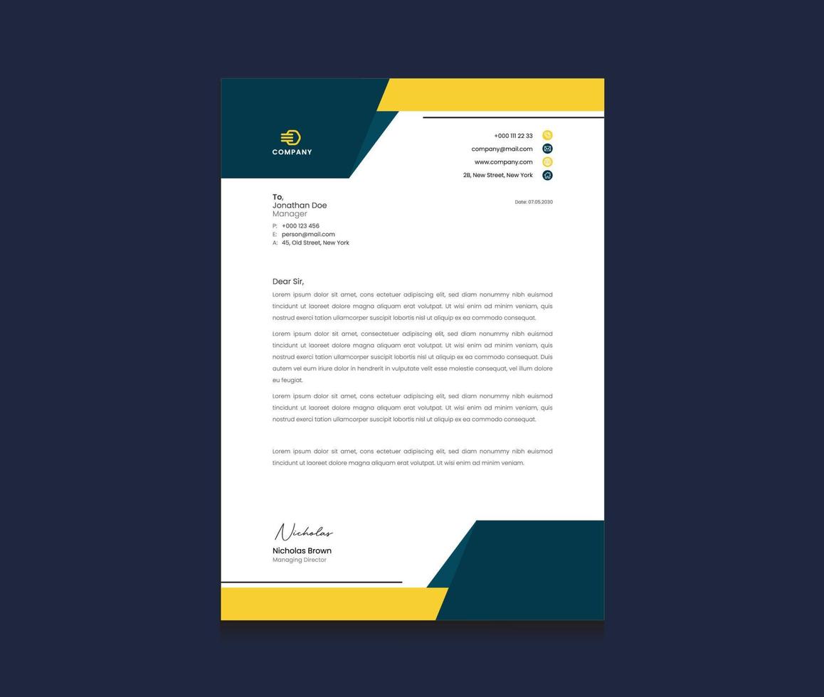 Modern corporate letterhead template design vector