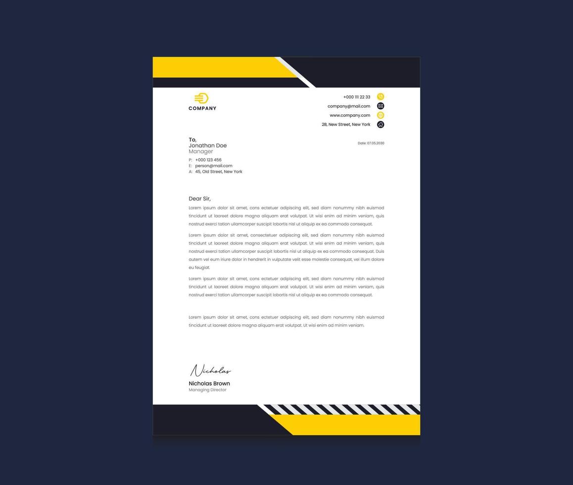 Modern corporate letterhead template design vector