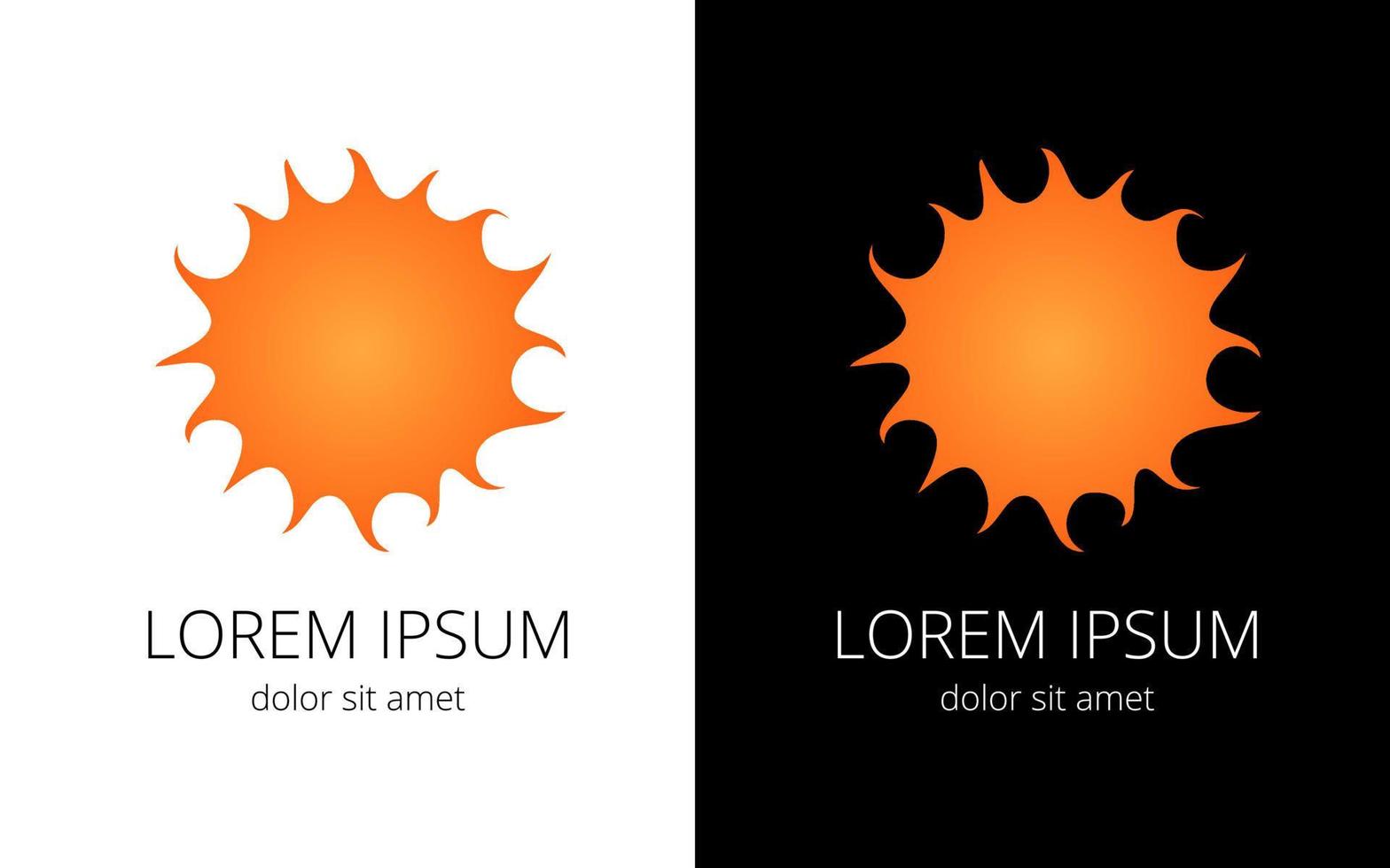 Orange sun on black and white background vector