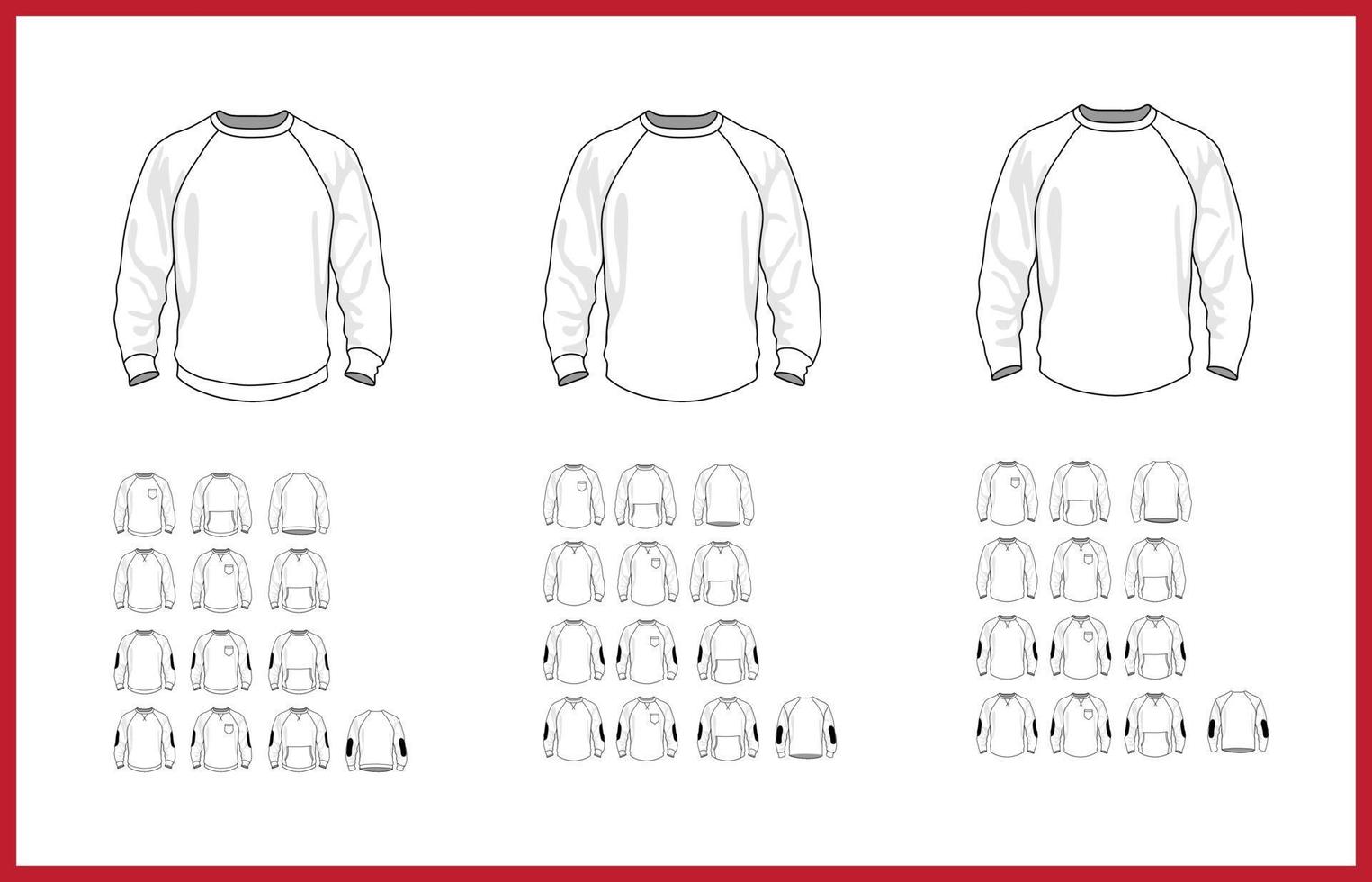 Sweatshirt template different vector models, front and back view