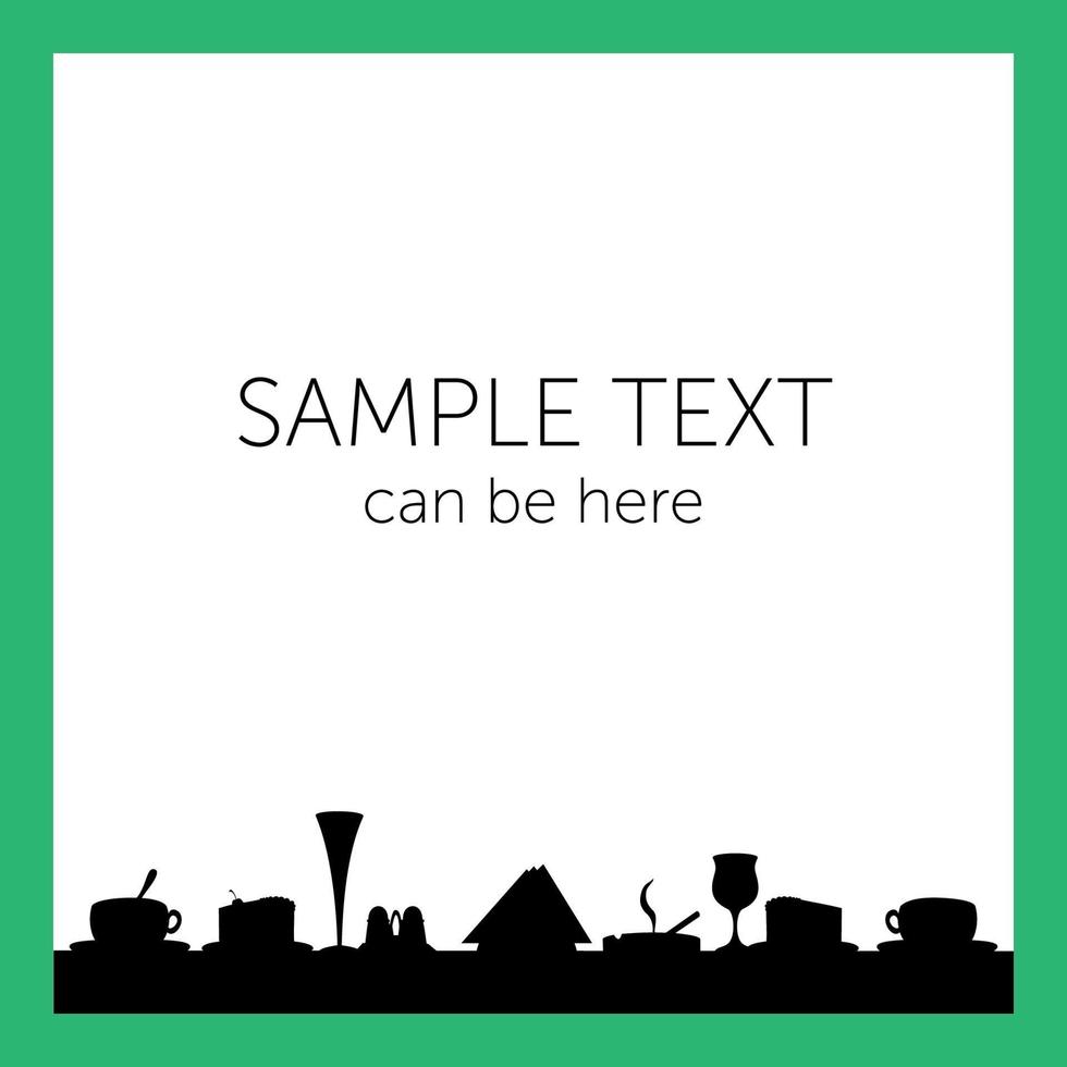 Black tableware silhouettes on table vector template