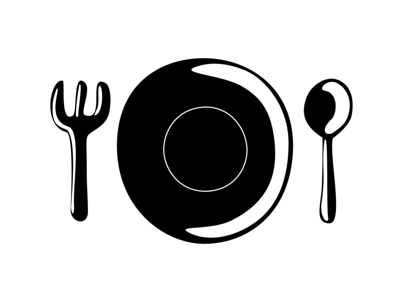 Plate spoon fork. Cooking symbol. Vector