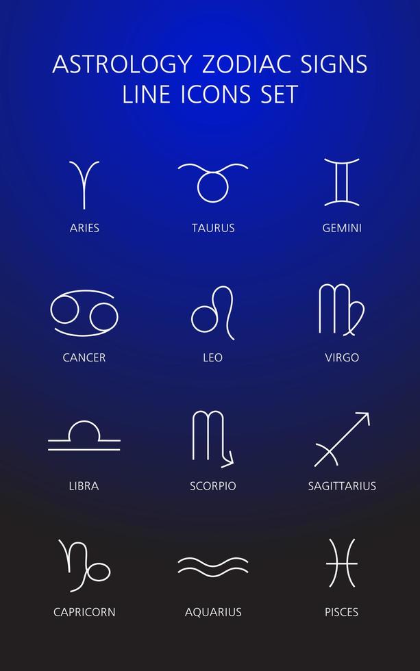 Schematic signs of zodiac on blue background vector