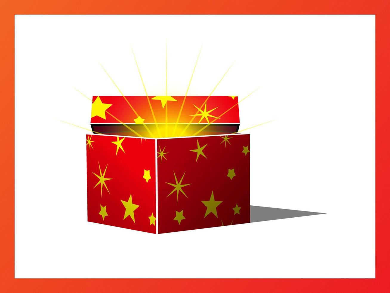 Red open magic gift box with stars pattern vector