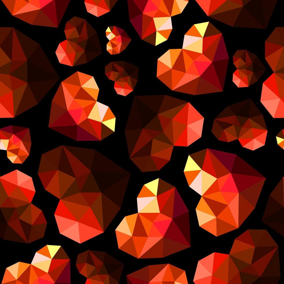 Diamond red hearts on black background. Seamless pattern vector