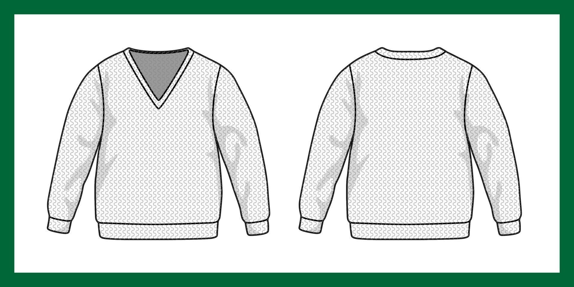 Vector design template kids sweater classic sleeves V-shape collar