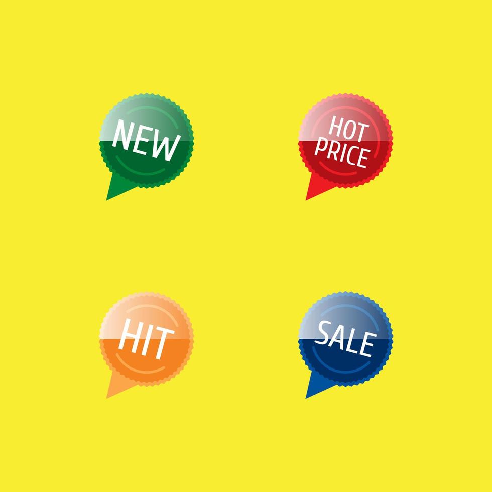 Stickers for promotional items on yellow background vector