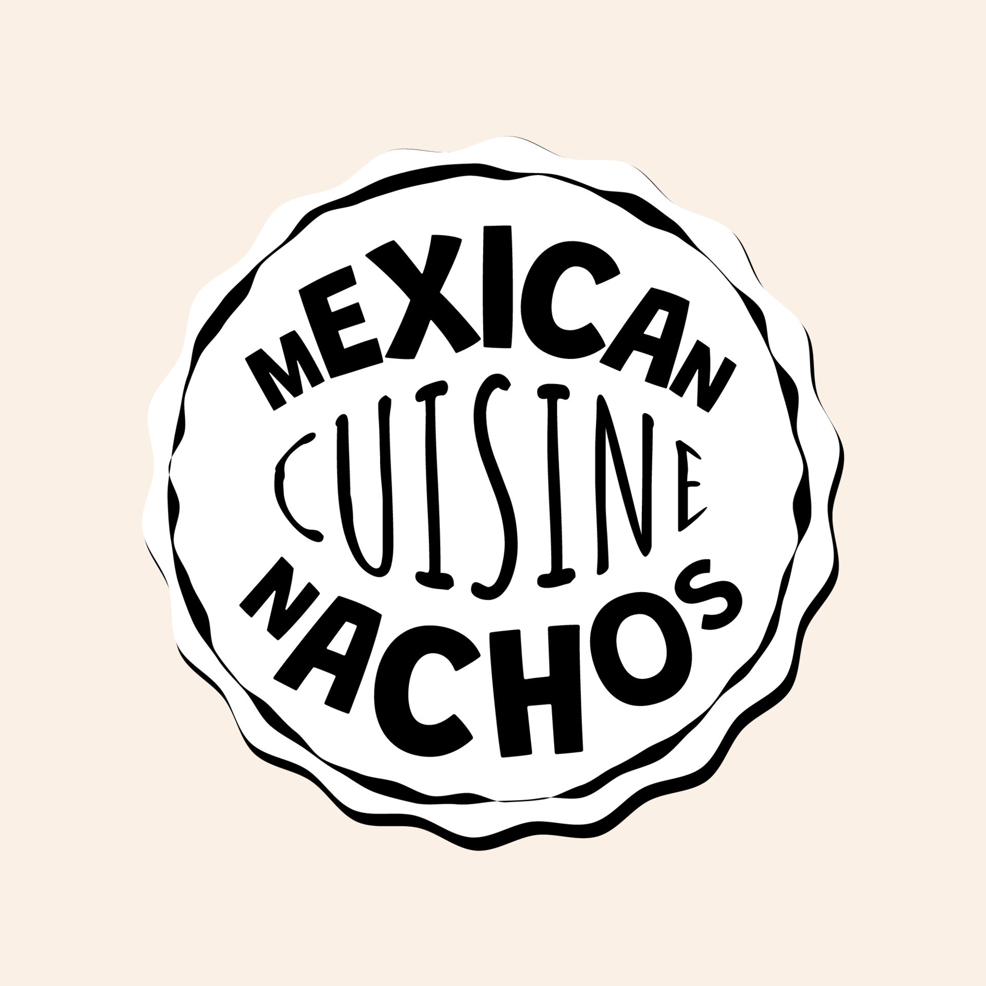 Mexican fast food nachos badge of fastfood cafe or restaurant ...