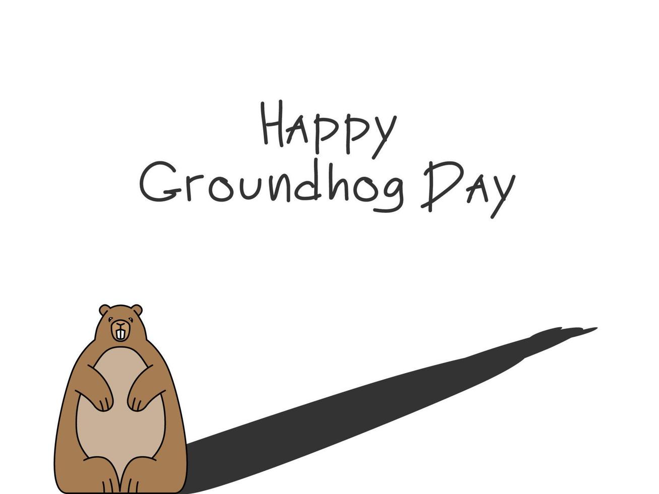 Happy Groundhog day with shadow vector card illustration