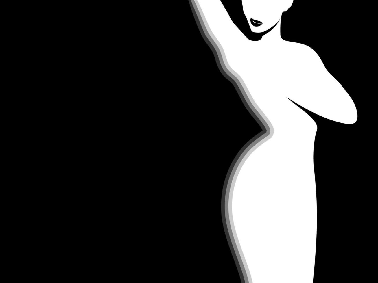 Silhouette of girl on black background vector