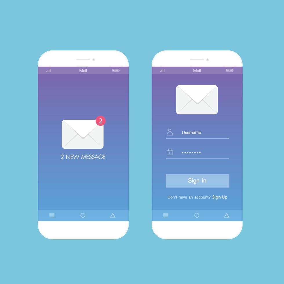 Flat Design with long shadow the smart phone with  E-Mail on screen. The concept is E-mail Appllication on Smart Phone ,vector design Element illustration vector