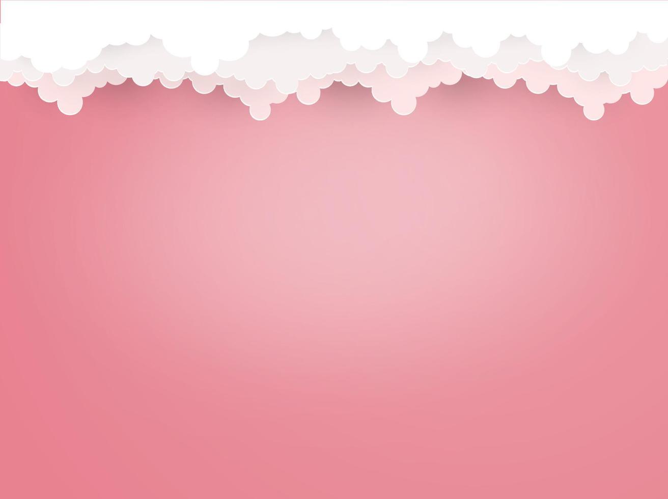 Cloud on light Red  background  Paper art Style.vector design Element  Illustration vector