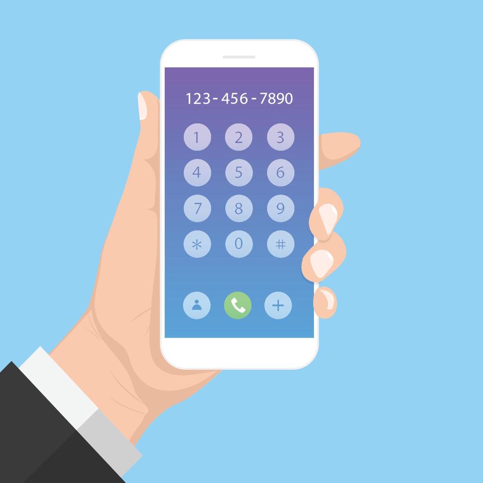 Flat Design with long shadow the smart phone with  Call Application on screen ,vector design Element illustration vector