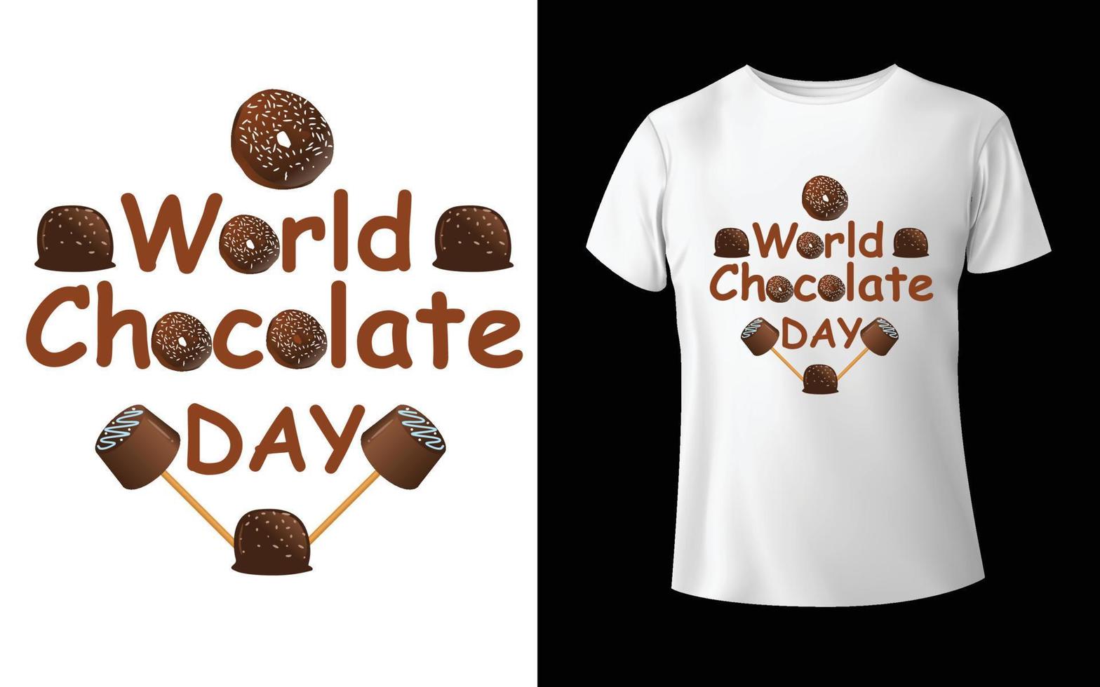 World Chocolate Day T-shirt Design World Chocolate Day calligraphy hand lettering isolated on white. Vector template for logo design, typography poster, greeting card, postcard, sticker, t-shirt,