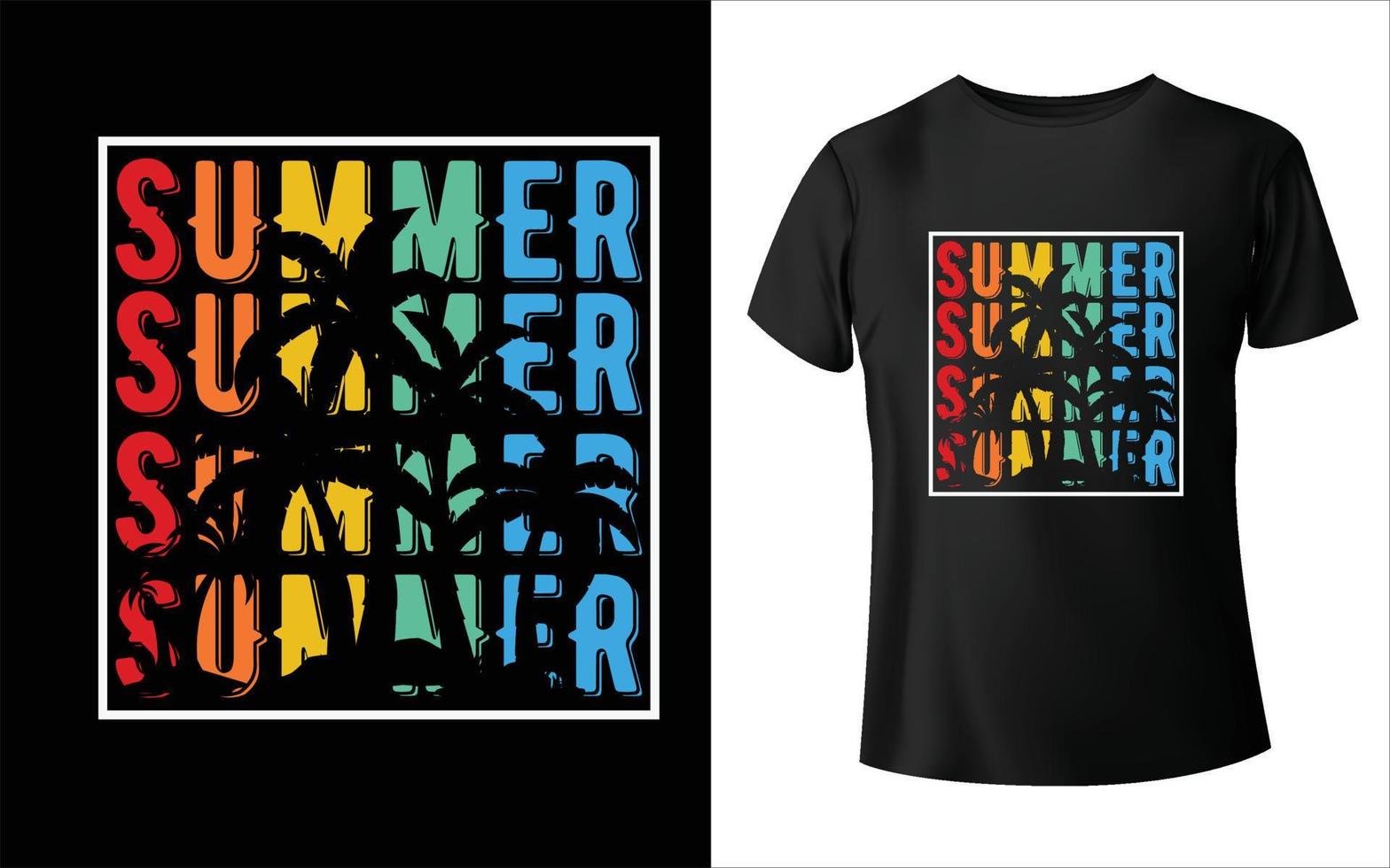 Summer t-shirt design, summer vintage t-shirt design, summer beach t-shirt template color, T-shirt design vector