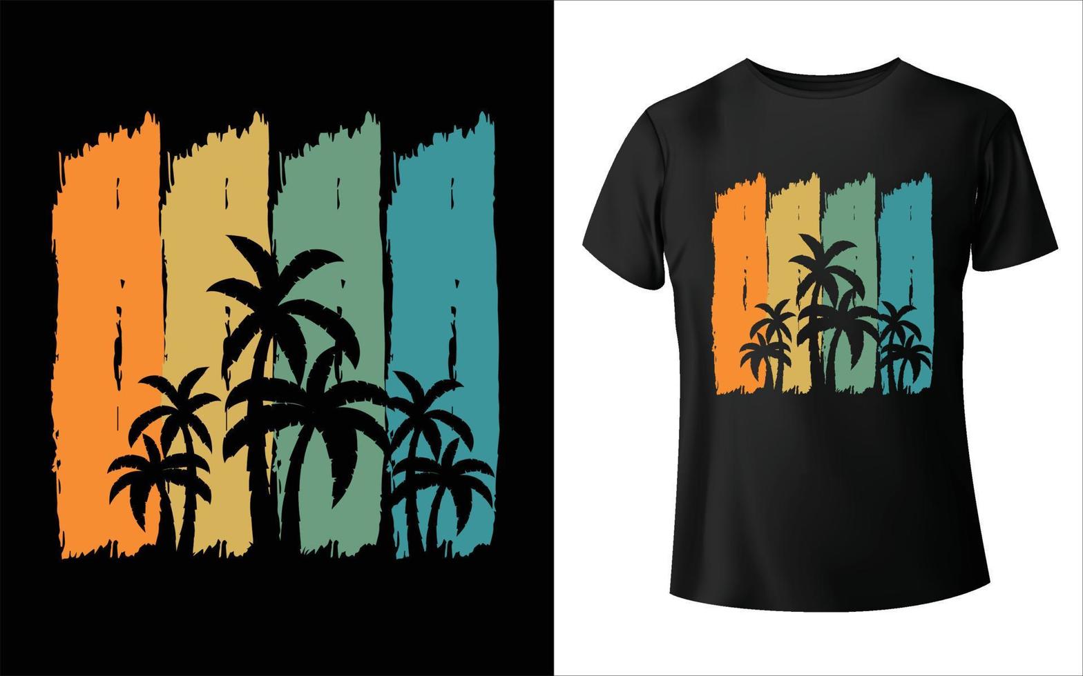 Summer t-shirt design, summer vintage t-shirt design, summer beach t-shirt template color, T-shirt design vector