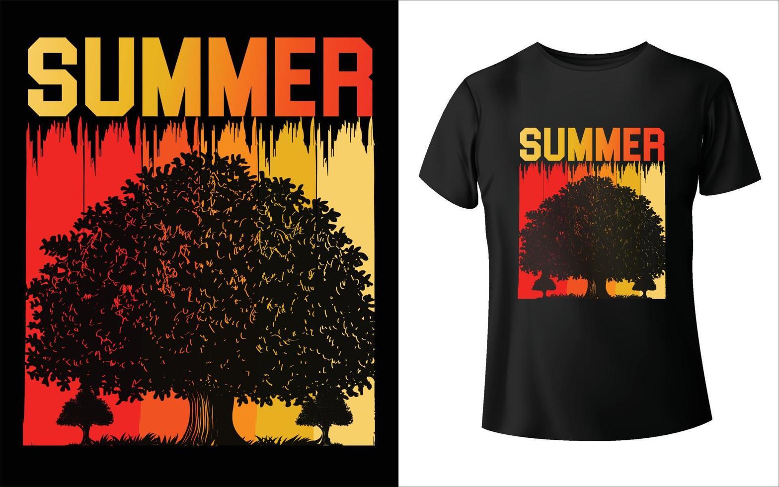 Summer t-shirt design, summer vintage t-shirt design, summer beach t-shirt template color, T-shirt design vector