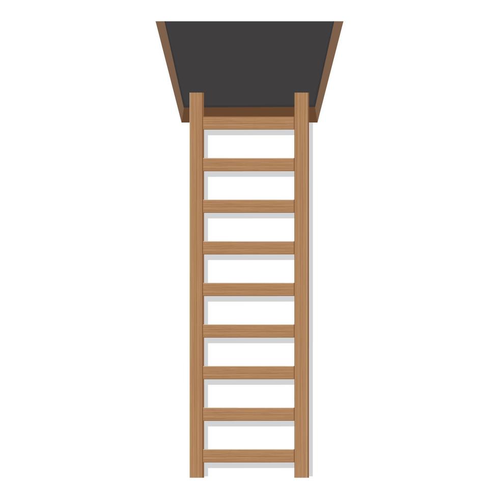 escalera de madera a la ilustración de vector de ático aislado sobre fondo blanco