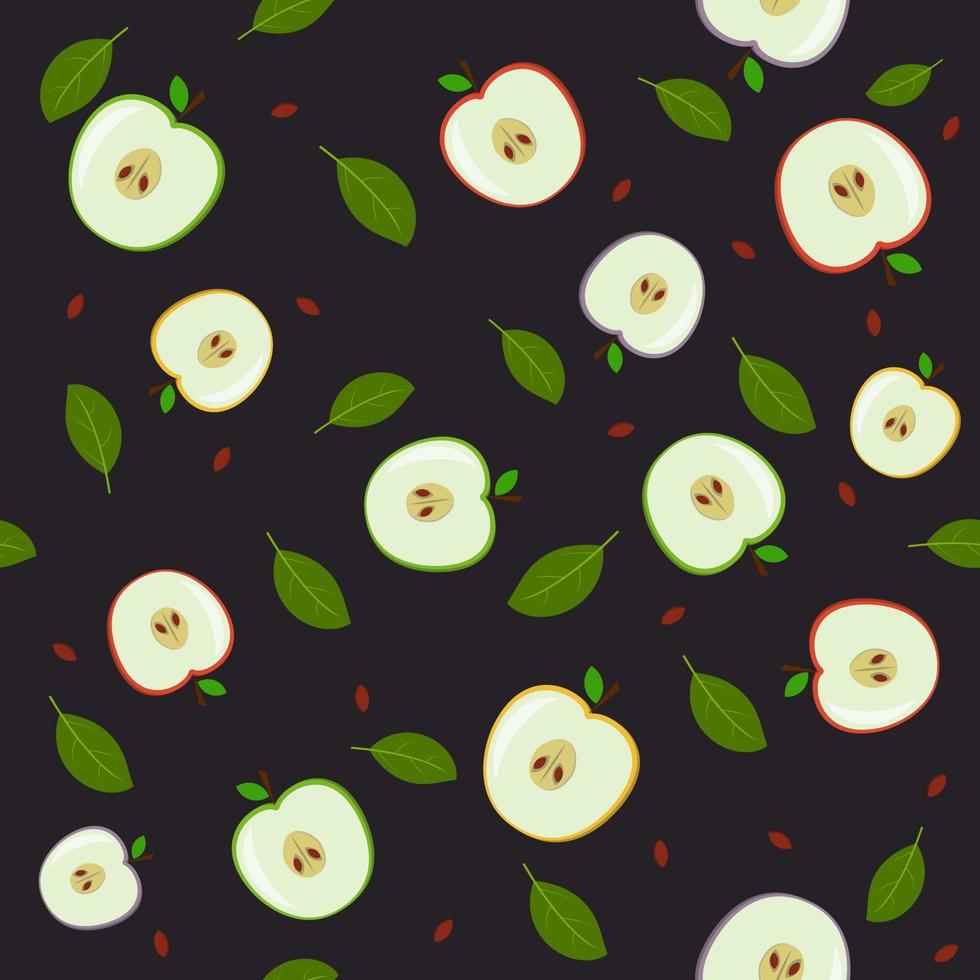 Fruit Pattern of apples, color vector illustration