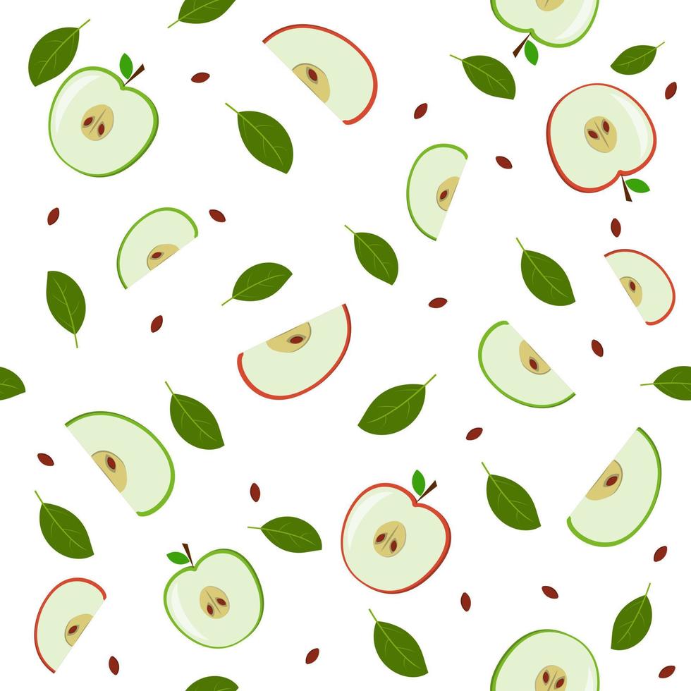 patrón de frutas de manzanas, ilustración vectorial de color vector