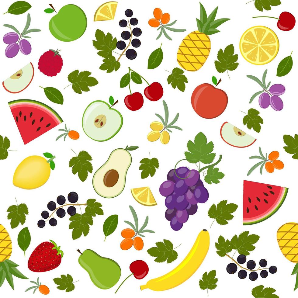 Fruit Pattern of different fruits, color vector illustration