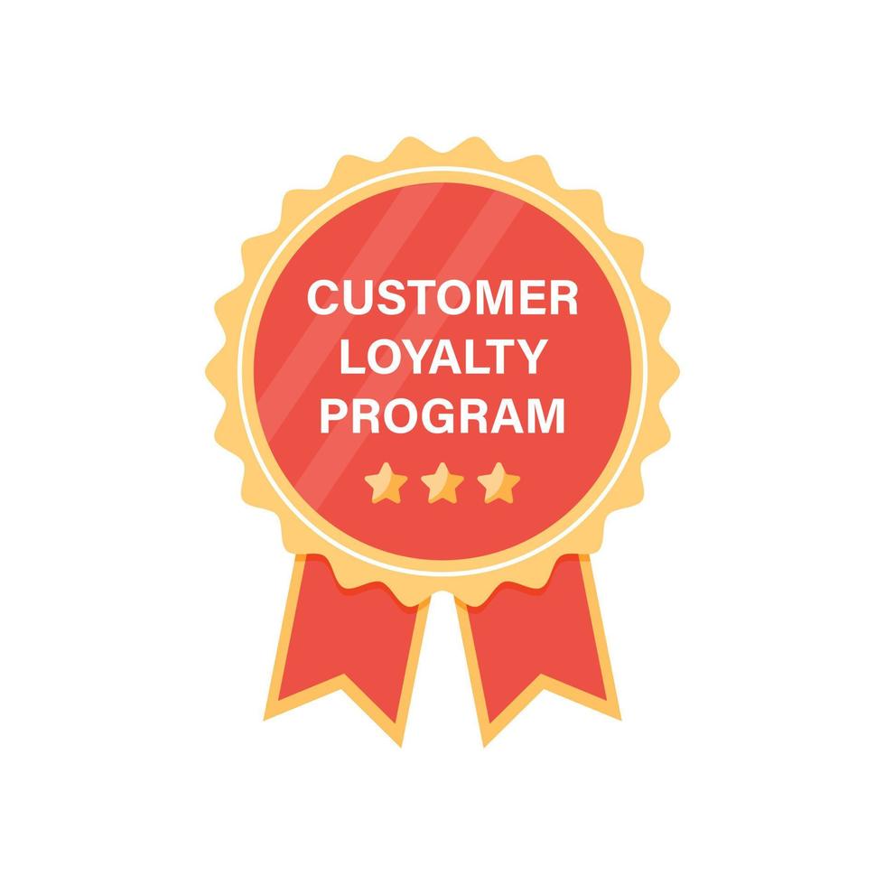 Customer loyalty program badge. Vector badge illustration in flat style, isolated on white background.