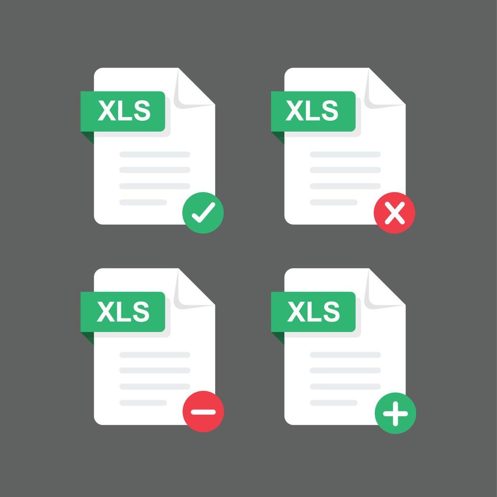 Flat design with XLS files icon set ,symbol set, vector design element illustration