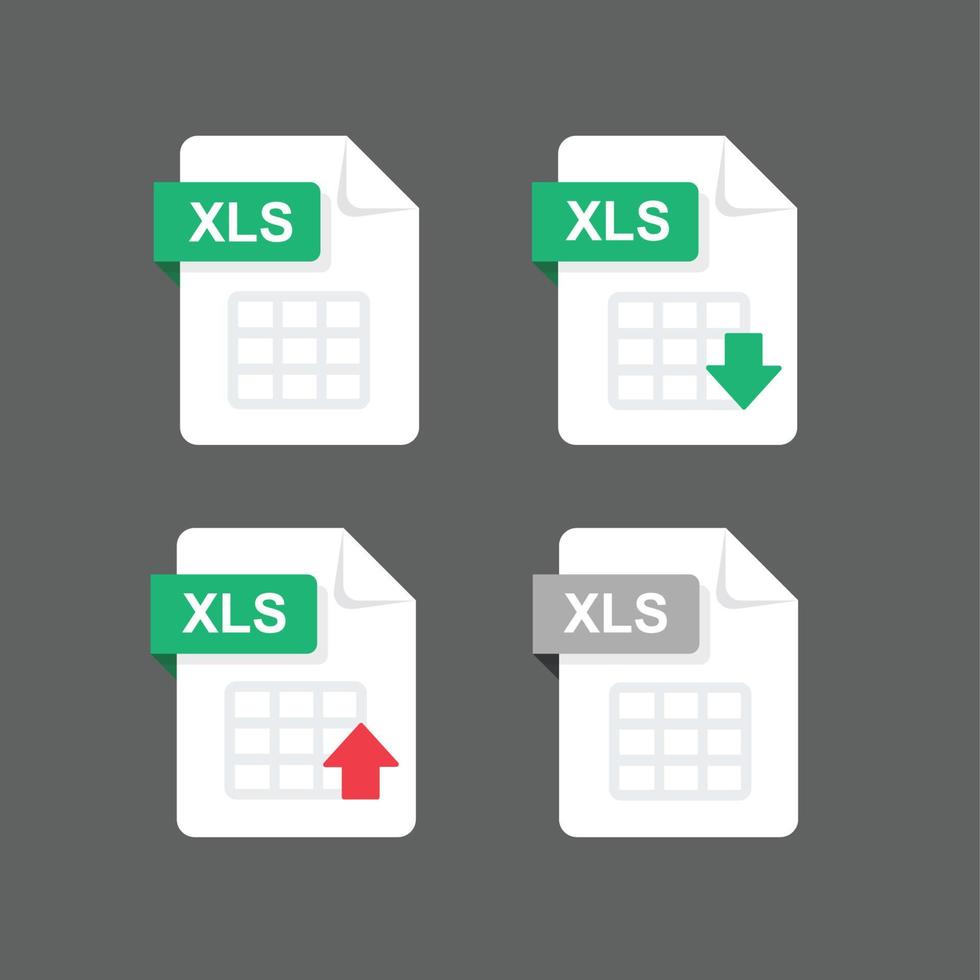 Flat design with XLS files icon set ,symbol set, vector design element illustration