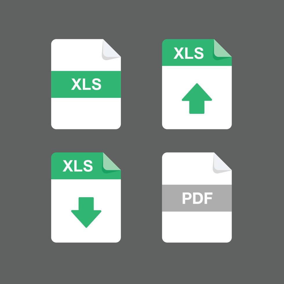 diseño plano con conjunto de iconos de archivos xls, conjunto de símbolos, ilustración de elemento de diseño vectorial vector