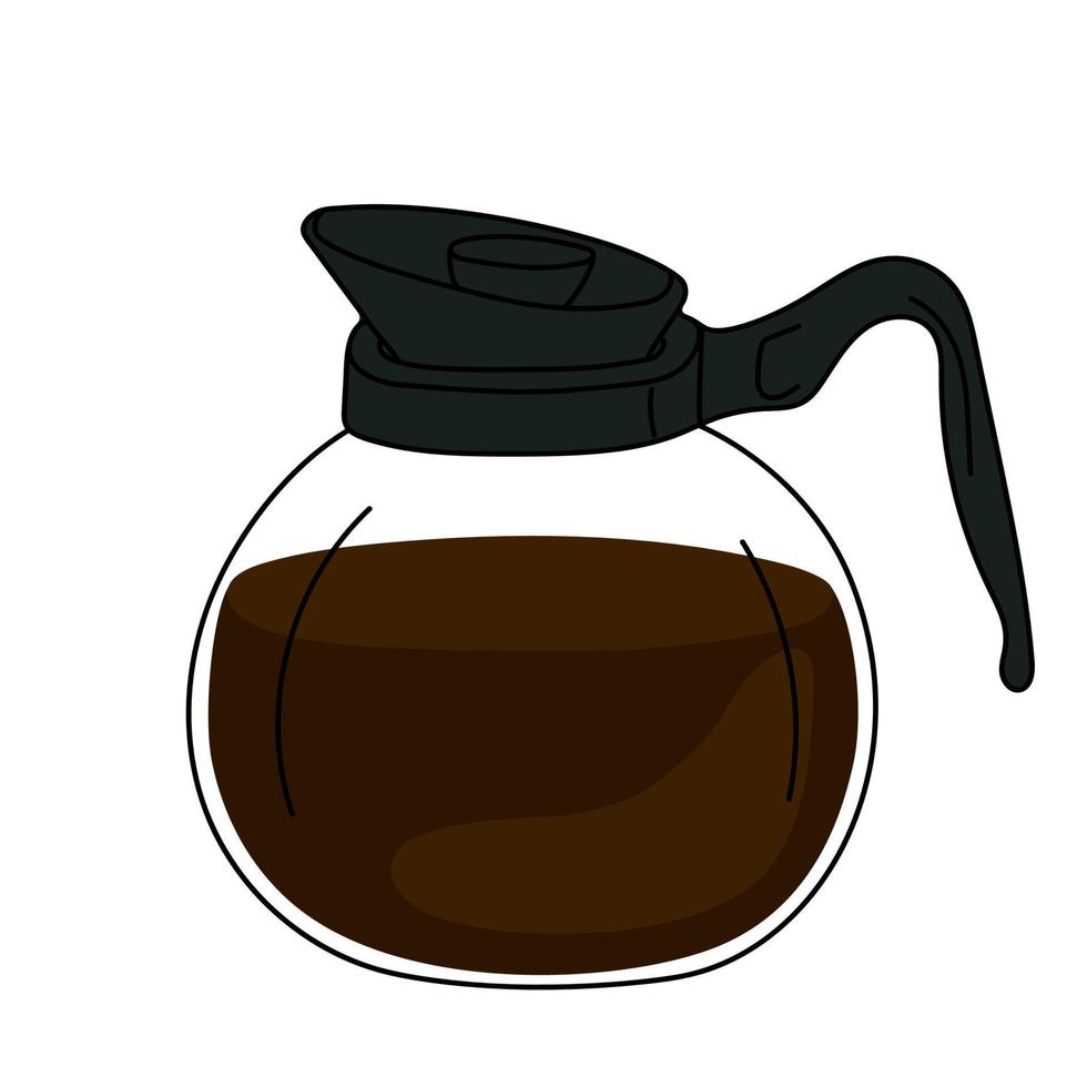 decantador de café de vidrio dibujado a mano. vector