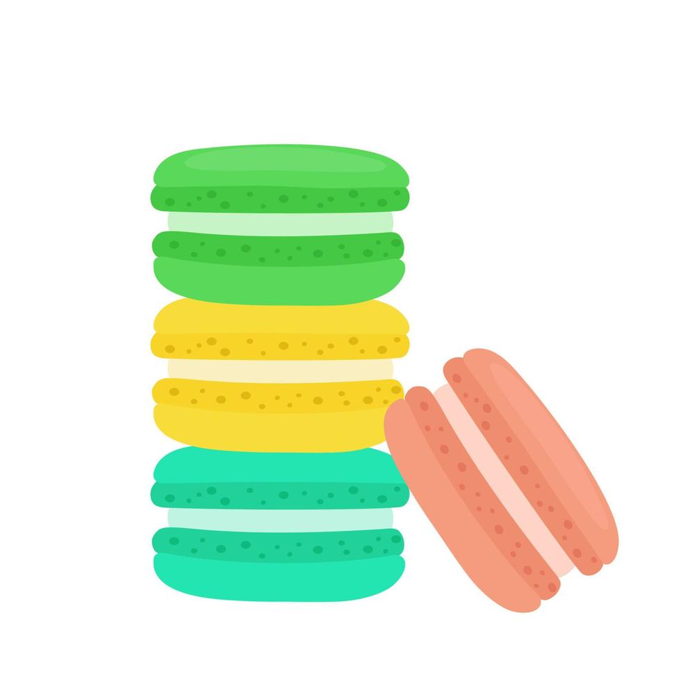 Colorful macarons in cartoon style. vector