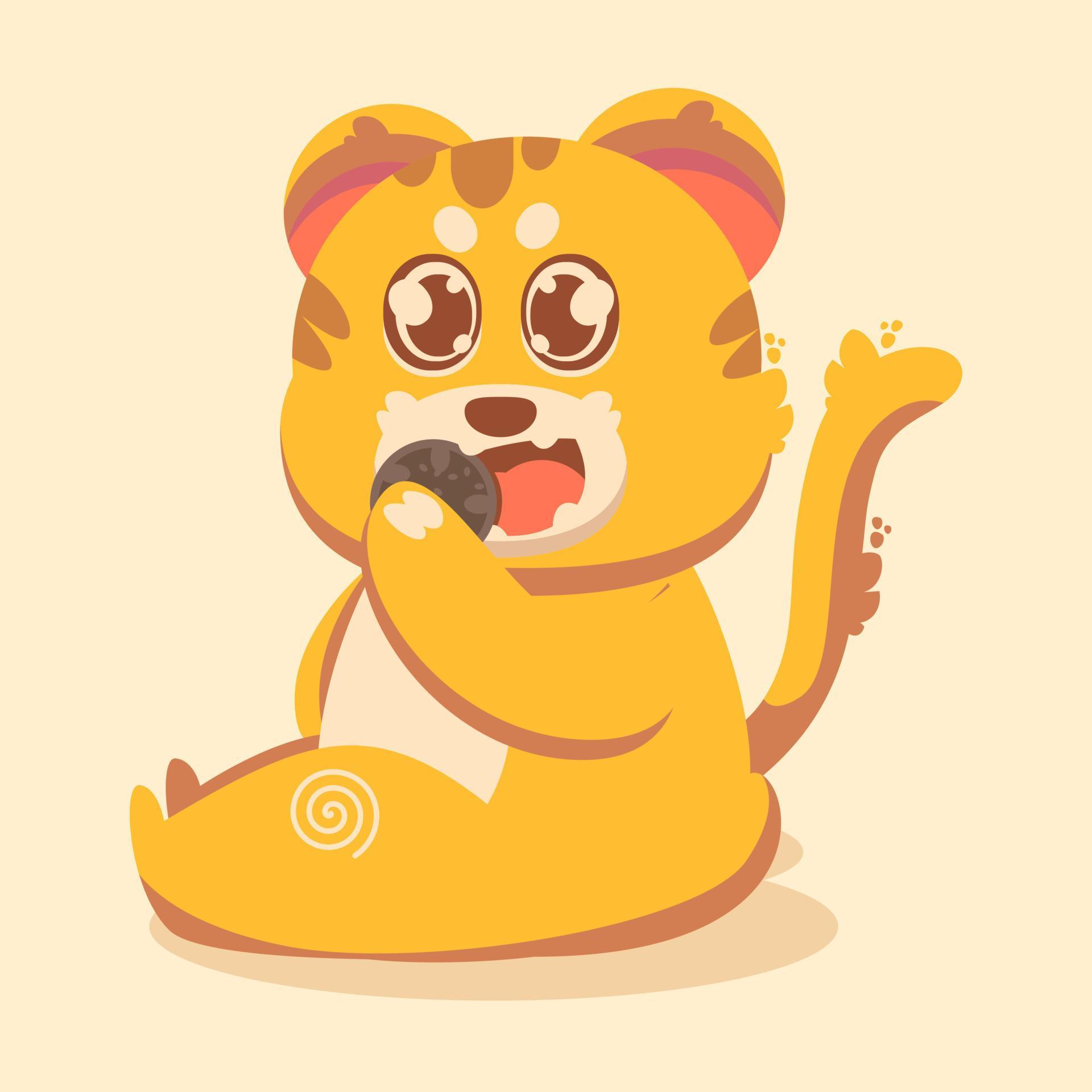 cute tiger eating. isolated animal nature concept 7651896 Vector Art at