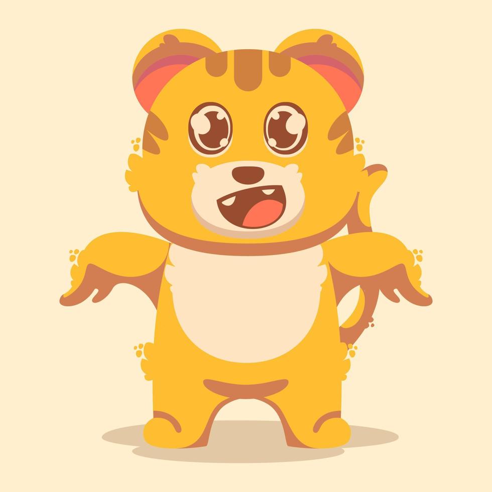 cute tiger is angry. isolated animal nature concept vector