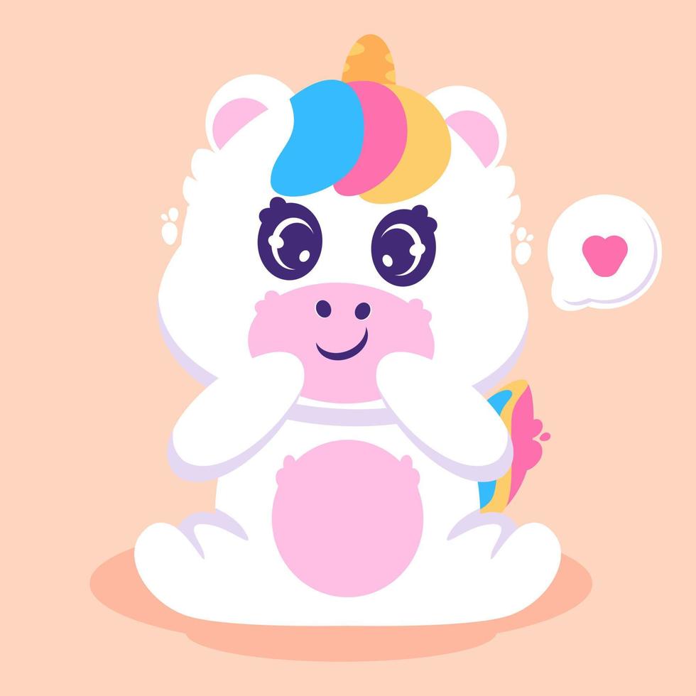 Cute unicorn love cartoon vector illustration. animal fantasy concept isolated