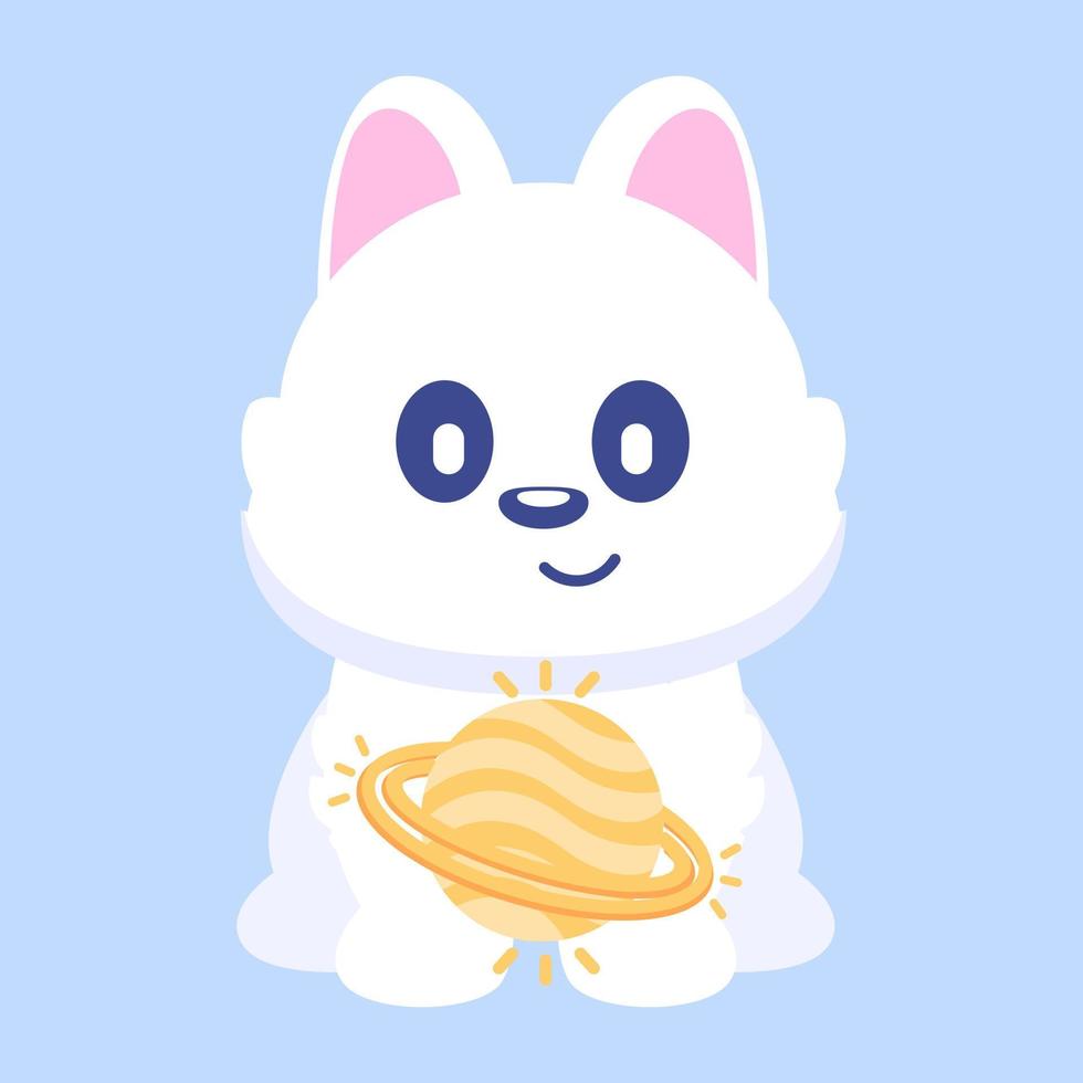 Cartoon illustration of a cat with a cute moon. suitable for children vector