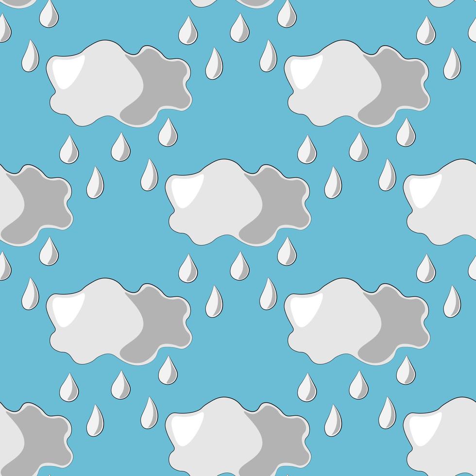 patrón vectorial sin costuras con nubes y lluvia vector