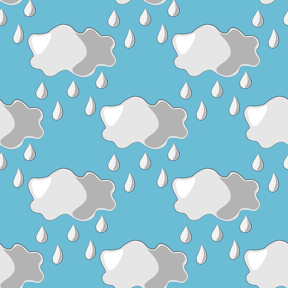 Seamless vector pattern with cloud and rain