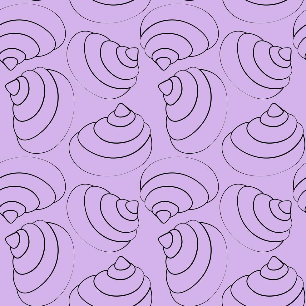 seamless, vector, patrón, con, contorno, púrpura, seashells vector