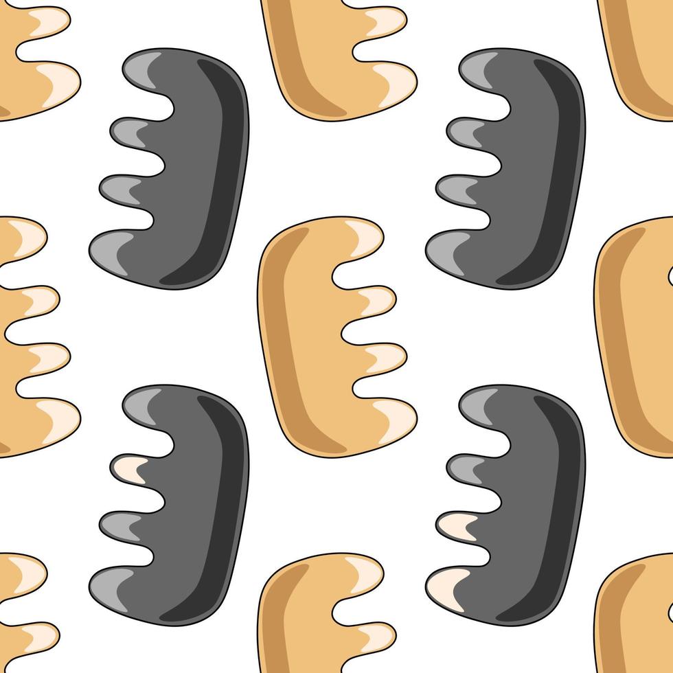 Seamless vector pattern with black and brown hair comb